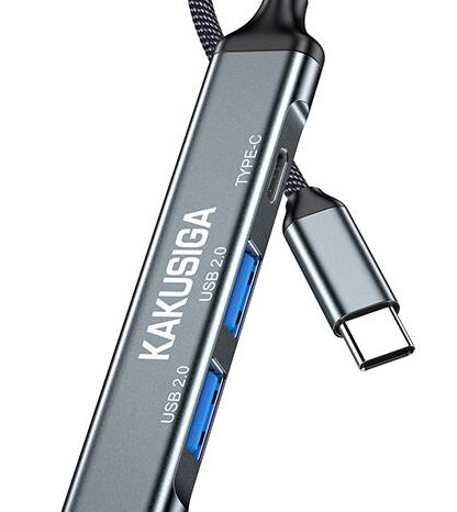 KAKUSIGA USB hub KSC-1417, 4x θυρών, USB 3.0, 5Gbps, USB-C σύνδεση, γκρι