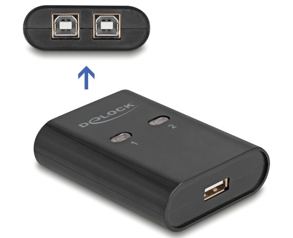 DELOCK USB Type B switch 11503, 2 σε 1, μαύρο