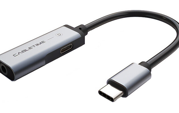 CABLETIME αντάπτορας USB-C σε USB-C & 3.5mm CT-CMACD, γκρι