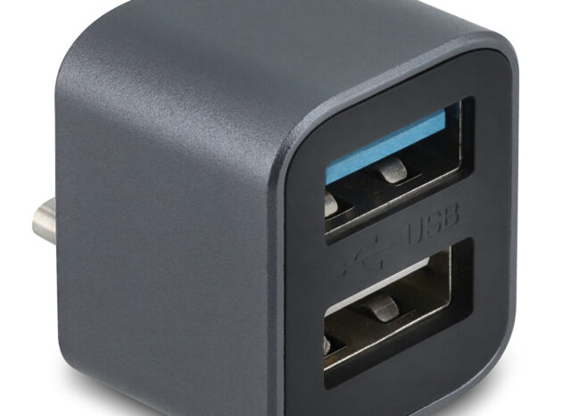 DELOCK mini USB hub 64359, 2x θυρών, USB 3.2, 10Gbps, USB-C σύνδεση, γκρι