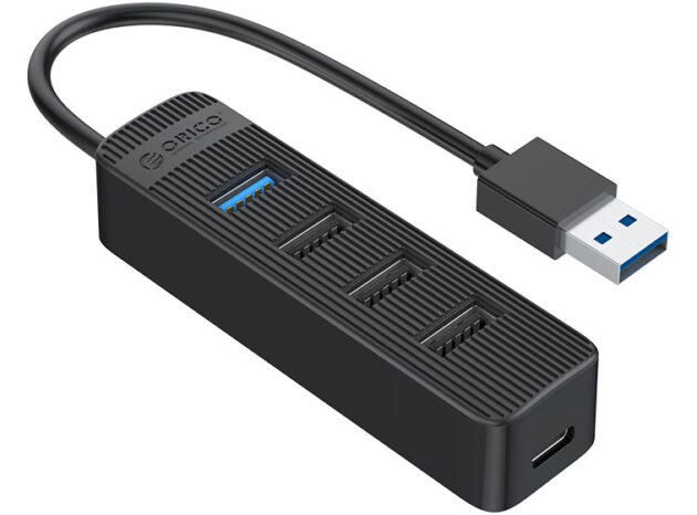 ORICO USB hub TWU32-4A, 4x θυρών, USB 3.0, 5Gbps, USB σύνδεση, έξτρα τροφοδοσία, μαύρο