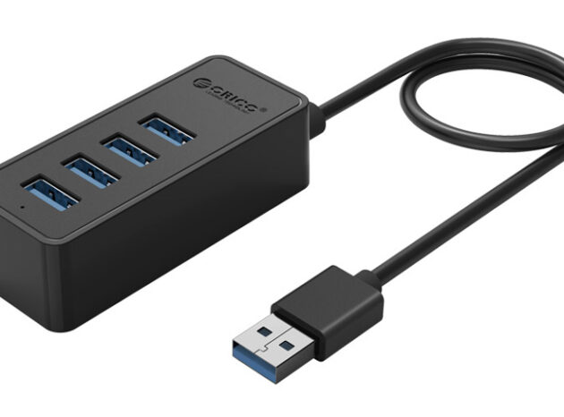 ORICO USB hub W5P-U3, 4x θύρες USB 3.0 5Gbps, USB σύνδεση, 1m καλώδιο, μαύρο