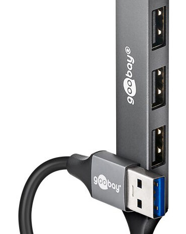 GOOBAY USB hub 74456, 4x θυρών, USB 3.2, 5Gbps, USB σύνδεση, γκρι