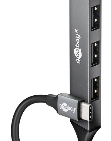 GOOBAY USB hub 74457, 4x θυρών, USB 3.2, 5Gbps, USB-C σύνδεση, γκρι