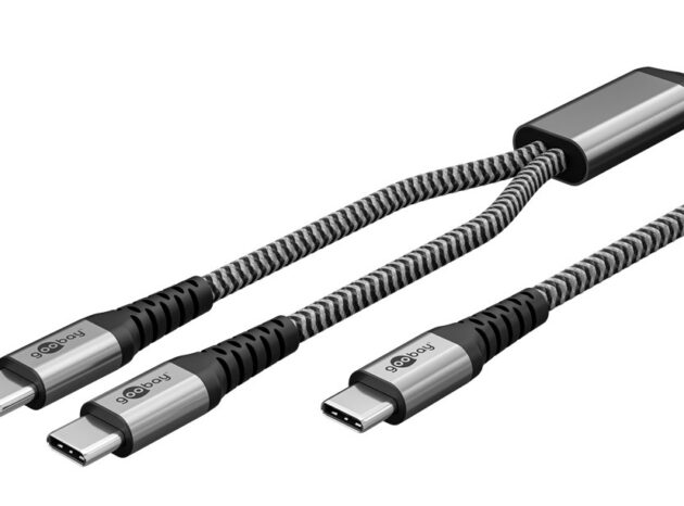 GOOBAY καλώδιο USB-C σε 2x USB-C 75739, 60W, 480Mbps, 1.5m, γκρι