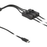 DELOCK καλώδιο USB Type-C σε 3x DC 5.5 x 2.1mm 86801, 1m, μαύρο