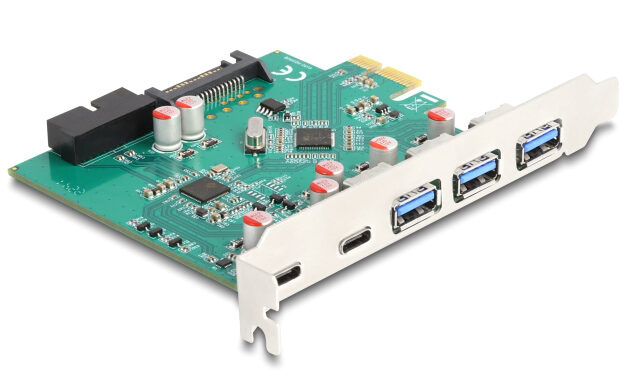 DELOCK κάρτα επέκτασης PCIe x1 σε 3x USB/2x USB-C/19-pin 90109, 5Gbps