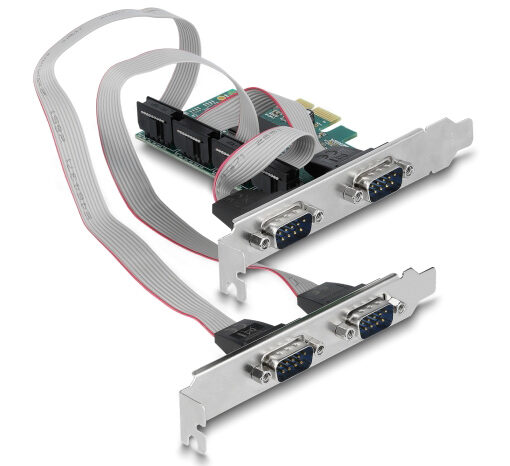 DELOCK κάρτα επέκτασης PCIe σε 4x RS-232 90410, 115.2Kbps