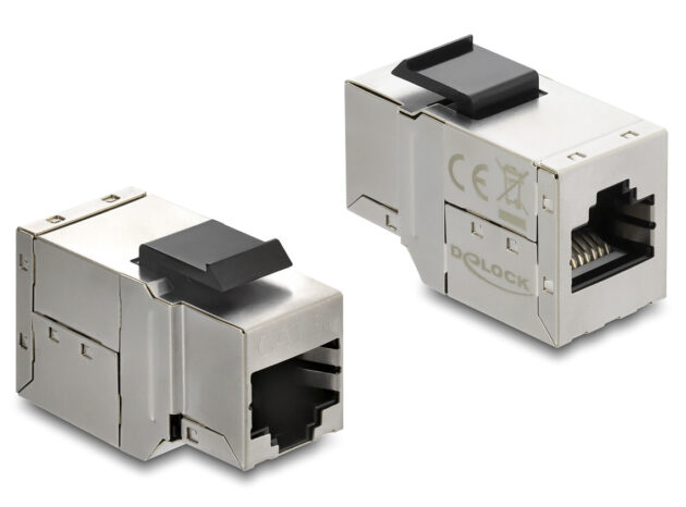 DELOCK Keystone module RJ45 90835, θηλυκό σε θηλυκό, Cat 6A STP, ασημί