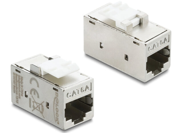DELOCK Keystone module RJ45 90989, θηλυκό σε θηλυκό, Cat 6A STP, ασημί