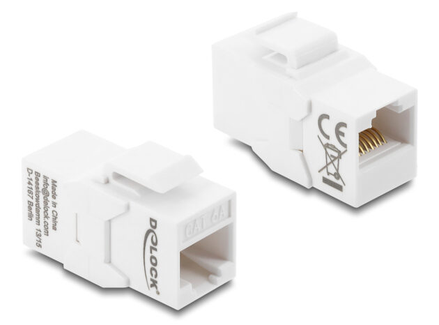 DELOCK Keystone module RJ45 90991, θηλυκό σε θηλυκό, Cat 6A UTP, λευκό