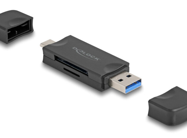 DELOCK card reader 91020 για SD & micro SD, USB/USB-C σύνδεση, 5Gbps, μαύρο