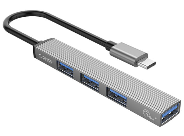 ORICO USB hub AH-13, 4x θυρών, USB 3.0, 5Gbps, USB-C σύνδεση, γκρι