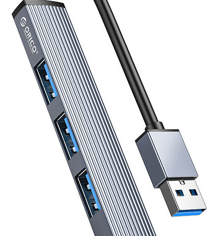 ORICO USB hub AH-A13, 4x θυρών, USB 3.0, 5Gbps, USB σύνδεση, γκρι