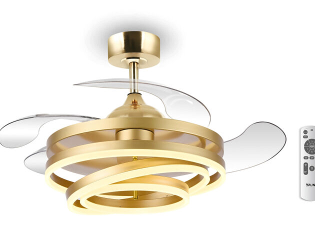 BRUNO ανεμιστήρας οροφής με LED φως BRN-0225, AC 122W, 42", Φ107x47εκ, χρυσός
