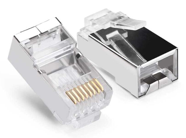 POWERTECH βύσμα RJ45 CAB-N448, ανοιχτού τύπου, Cat 6/6a FTP, μεταλλικό, ασημί, 50τμχ