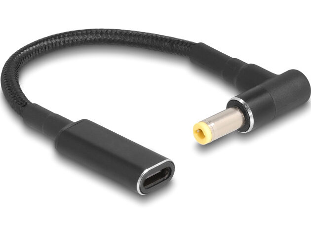 POWERTECH καλώδιο τροφοδοσίας CAB-UC068, USB-C σε 5.5x2.5mm, 15cm, μαύρο