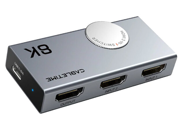 CABLETIME HDMI switch CT-HS8K2-AG, 2 σε 1, 8K/60Hz, 4K/120Hz, γκρι