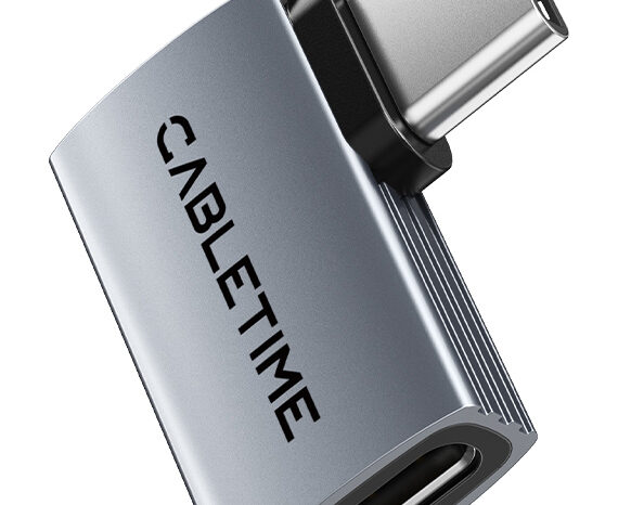 CABLETIME αντάπτορας USB-C CT-OTG41-AG, γωνιακός, USB4, 240W, 40Gbps, 8K, γκρι