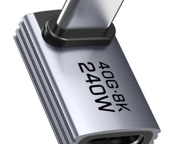 CABLETIME αντάπτορας USB-C CT-OTG42-AG, γωνιακός, USB4, 240W, 40Gbps, 8K, γκρι