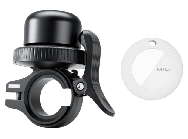 MILI κουδούνι ποδηλάτου με smart tag MiTag Duo, iOS & Android, Bluetooth tracker, μαύρο/λευκό
