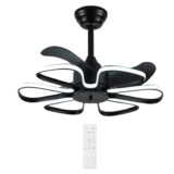 POWERTECH ανεμιστήρας οροφής HLL-0174 με LED φως, 96W, Φ55x35cm, μαύρος
