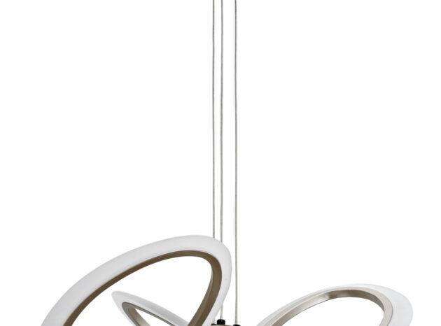 POWERTECH LED φωτιστικό οροφής HLL-0205, 40W, 4000K, Φ53x120cm, οπάλ χρυσό/μαύρο