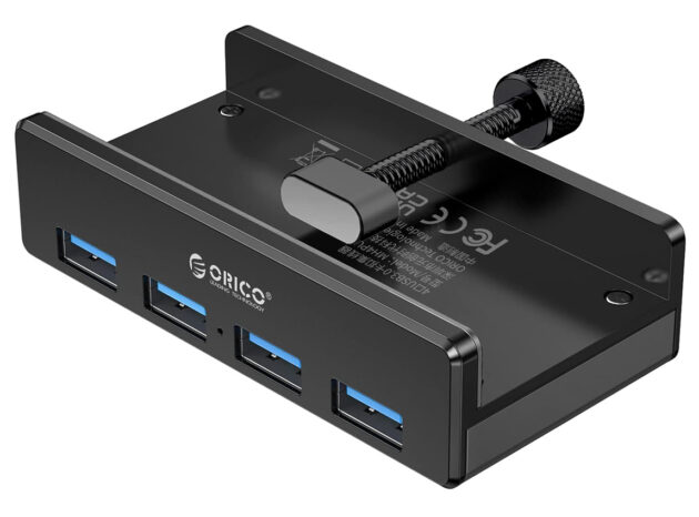 ORICO USB hub MH4PU-P με σφιγκτήρα, 4x θυρών, 5Gbps, USB σύνδεση, μαύρο