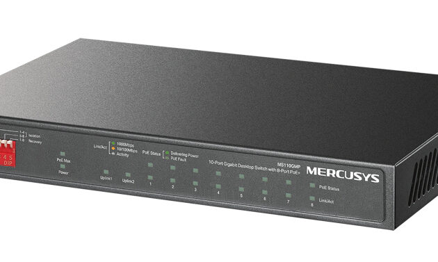 MERCUSYS Desktop Switch MS110GMP, 8x 10/100/1000Mbps PoE+, 2x Gigabit, Ver. 1.0