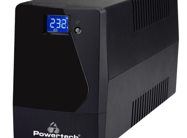 POWERTECH UPS Line Interactive PT-1050LCD με οθόνη, 1050VA, 630W, 2x Schuko, 2x RJ45/RJ11