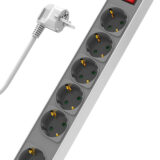 POWERTECH πολύπριζο ασφαλείας PT-1058, 6x schuko, 16A, 1.4m, λευκό