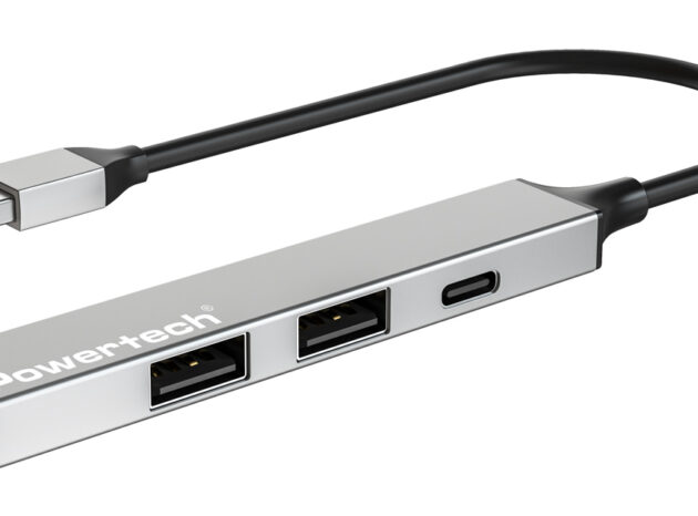 POWERTECH USB hub PT-1413, 4x θυρών, USB 3.2, 5Gbps, USB σύνδεση, γκρι
