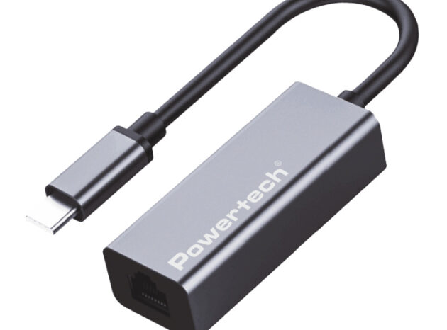 POWERTECH αντάπτορας δικτύου PT-1455, USB-C, 1000Mbps Ethernet, γκρι
