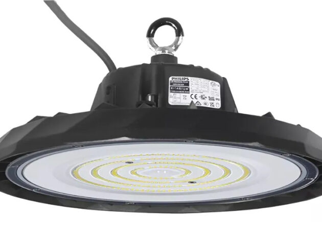 POWERTECH LED φωτιστικό καμπάνα PT-1531, 100W, 6500K, Φ30x11cm, IP65, μαύρο