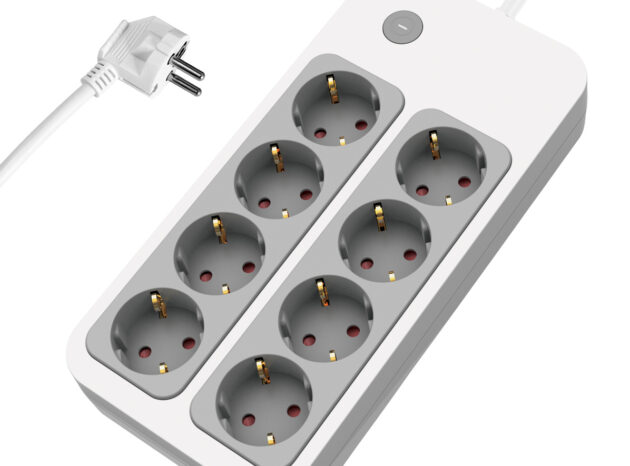 POWERTECH πολύπριζο ασφαλείας PT-1534, 8 θέσεων, 16A, 1.5m, λευκό