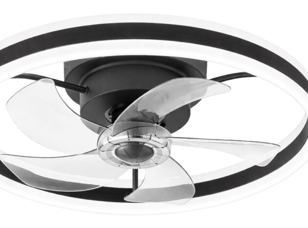 POWERTECH ανεμιστήρας οροφής PT-1560 με LED φως, 45W, Φ50x20cm, μαύρος