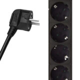 POWERTECH πολύπριζο PT-877, 5x schuko, 16A, 3m, μαύρο