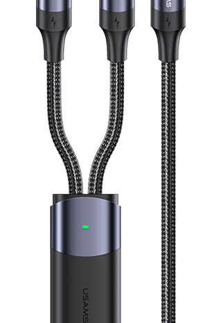USAMS καλώδιο USB-C σε USB-C & Lightning US-SJ550, PD 100W, 1.2m, μαύρο