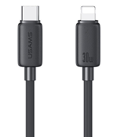 USAMS καλώδιο Lightning σε USB-C US-SJ692, 30W, 480Mbps, 1m, μαύρο