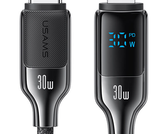 USAMS καλώδιο Lightning σε USB-C SJ741, 30W, 480Mbps, 1.2m, μαύρο