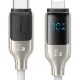 USAMS καλώδιο Lightning σε USB-C SJ741, 30W, 480Mbps, 1.2m, λευκό