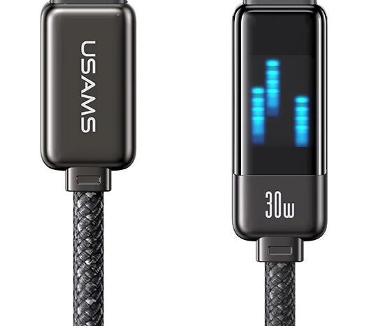USAMS καλώδιο Lightning σε USB-C SJ743, 30W, 480Mbps, 1.2m, μαύρο