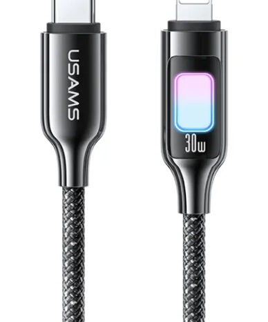 USAMS καλώδιο Lightning σε USB-C SJ749, 30W, 480Mbps, 1.2m, μαύρο