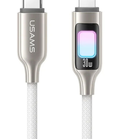 USAMS καλώδιο Lightning σε USB-C SJ749, 30W, 480Mbps, 1.2m, λευκό