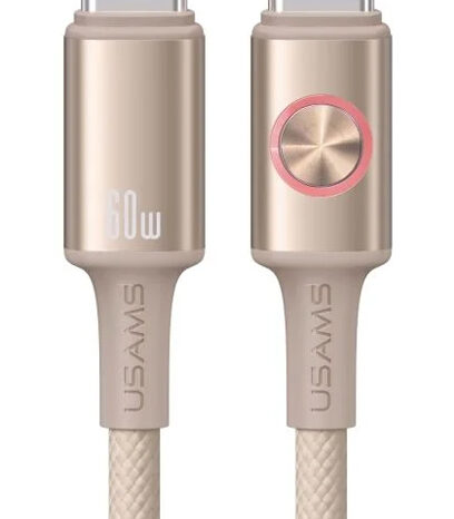 USAMS καλώδιο USB-C SJ752, 60W, 480Mbps, 1.2m, μπεζ