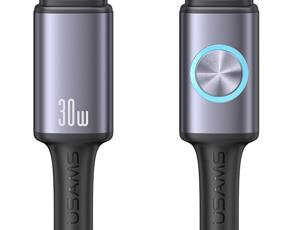 USAMS καλώδιο Lightning σε USB-C SJ753, 30W, 480Mbps, 1.2m, μαύρο