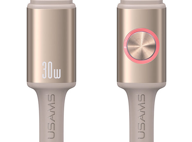 USAMS καλώδιο Lightning σε USB-C SJ753, 30W, 480Mbps, 1.2m, μπεζ