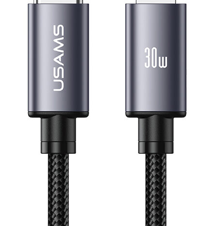 USAMS καλώδιο Lightning σε USB-C SJ770, 30W, 480Mbps, 1m, μαύρο