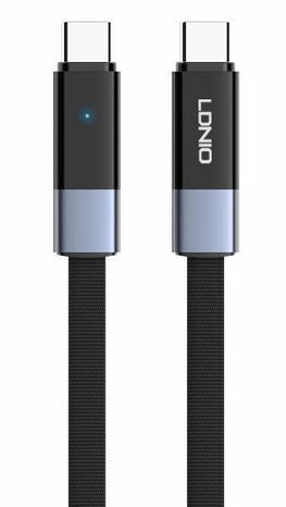 LDNIO καλώδιο USB-C LC242c, flat, 65W, 480Mbps, 2m, μαύρο