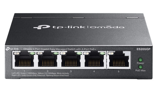 TP-LINK easy managed switch ES205GP, 5x Gigabit θύρες, PoE+, V1.0